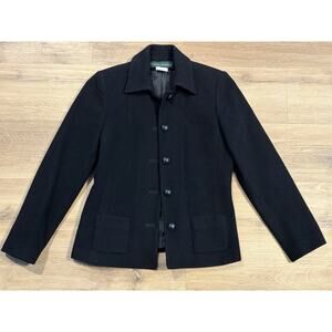 Harvé Bernard Black Wool Cashmere Blend Blazer Jacket Women’s Size 4